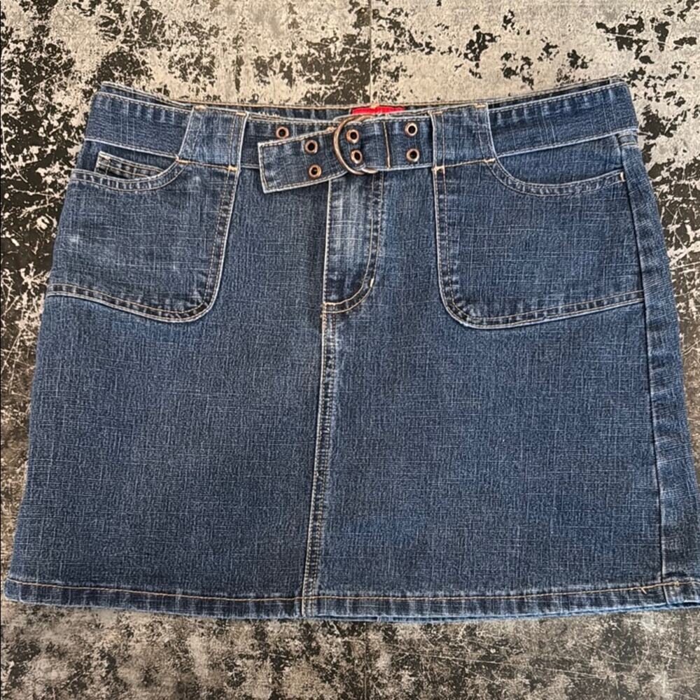 Mossimo Med Wash Denim Belted Jean Skirt Size 5